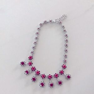 Red and silver sparkle vintage necklace